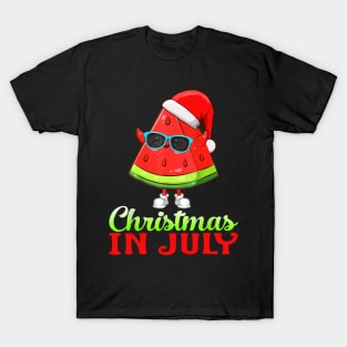 Watermelon Christmas Tree Christmas In July Summer Vacation T-Shirt